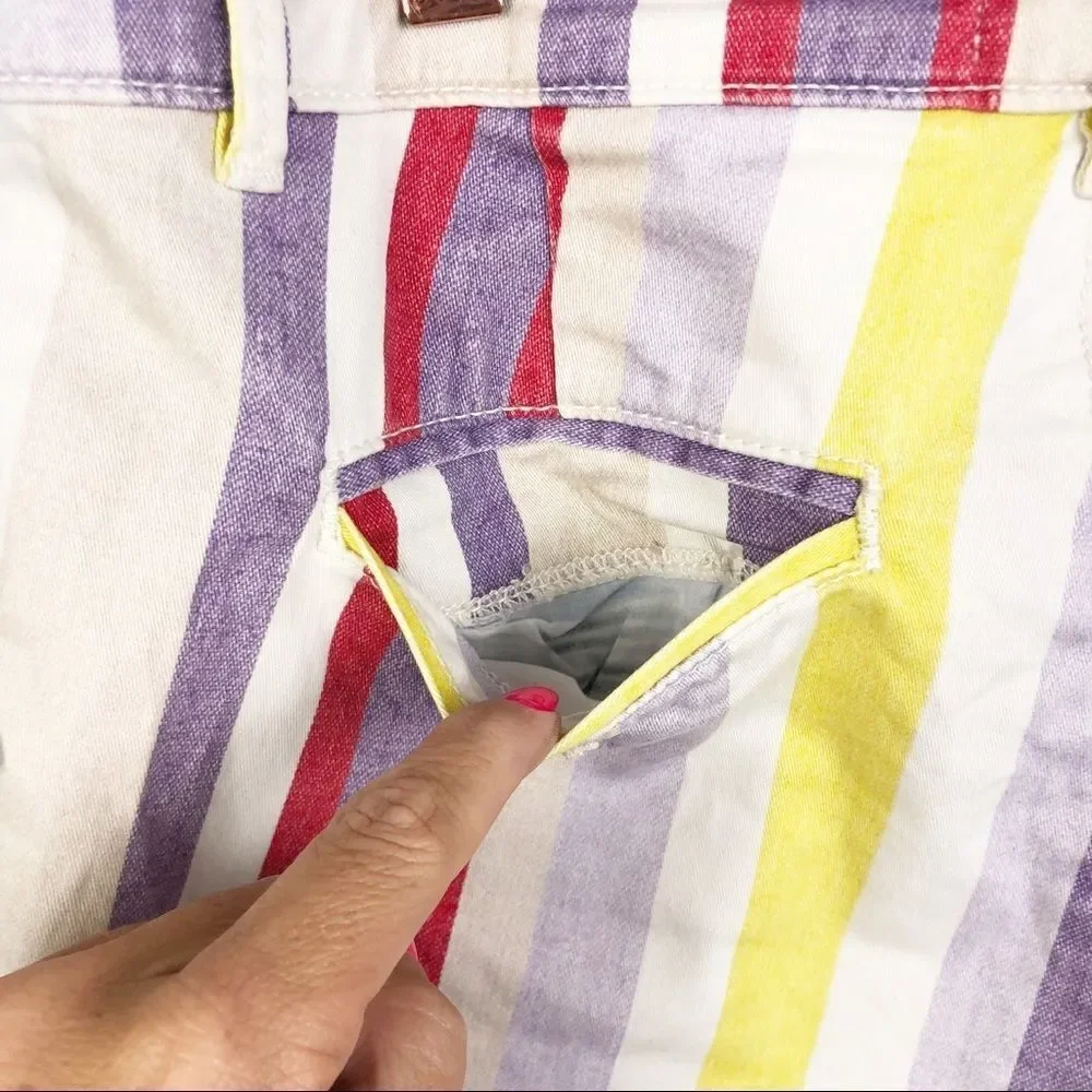 CHINO BY ANTHROPOLOGIE | Striped Multicolor Chino Shorts Women’s Size 27 (4)